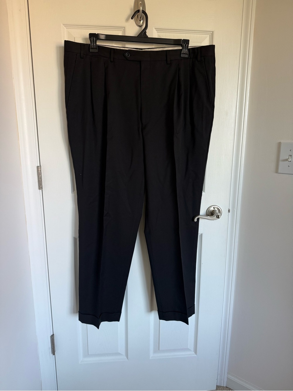 Canali Black Pleated Dress Trousers